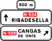 Preseñalización de salida (cartel lateral, vía convencional)