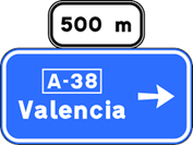 Preseñalización de salida (cartel lateral, vía multicarril)